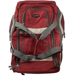 Olympia 8 Pocket Rolling Duffel Bag - Red - 22in (SRD-22) - Telescope Handle